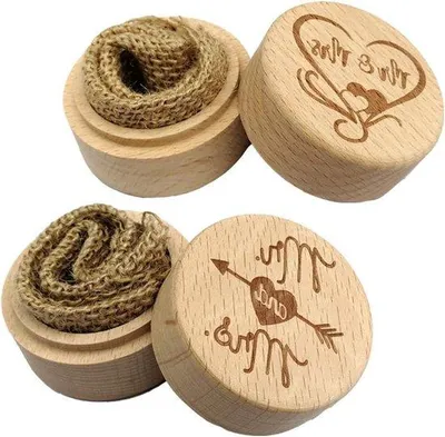 Produktbild von Famanu Holzringbox Vintage-Stil - 2 Stück Ringhalter für Trauringe