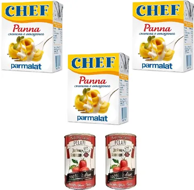 Produktbild von 3x Parmalat Panna chef Sahne per cucinare Kochcreme creme fur Koch 200ml + Italian Gourmet 100% italienische geschälte Tomaten dosen 2x 400g