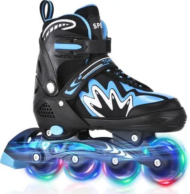 Produktbild von Inline Skates Kinder Vestellbare Inliner mit beleuchteten Rädern Rollschuhe, für Teenager Jungen Mädchen Anfänger, Blau Größe M: 35–38
