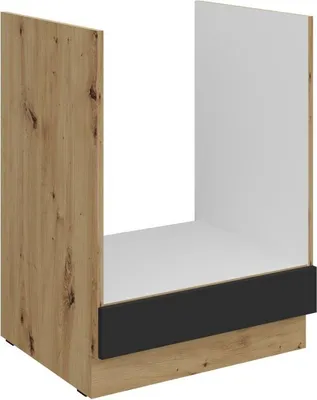 Image de Meuble poêle LUNARA - largeur 60 cm, noir / chêne artisanal