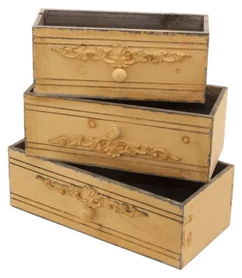 Immagine prodotto di Cassetta in abete gialla in set di 3, 38x18H12,8 cm