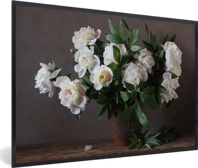 Produktbild von MuchoWow® Gerahmtes Poster Blumen - Stilleben 90x60 cm - Poster mit Schwarzem Bilderrahmen Wandposter Rahmen Foto Bilder - Fotorahmen - Foto-Plakat