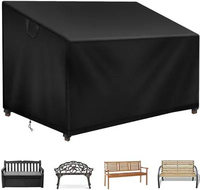 Image de Housse de protection Unyqoos® pour banc de jardin 3 places (163 x 66 x 63/89 cm) – Oxford 500D, imperméable et résistante au vent, protection UV et anti-déchirure, avec cordon de serrage, fermetures à clip et sac de rangement