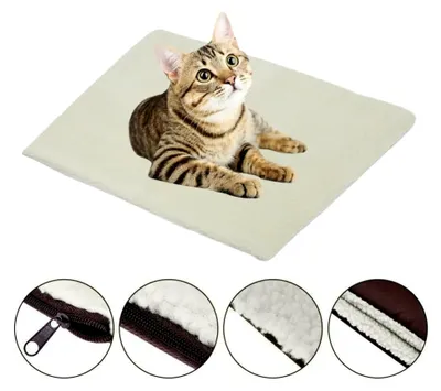 Produktbild von Heizkissen für Haustiere, selbstheizende Decke für Katzen und Hunde, waschbare Thermodecke für Welpen, 60 cm x 45 cm, Beige