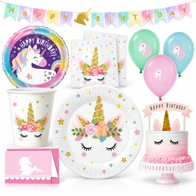 Produktbild von Partyset Einhorn Geburtstagsdeko Party Deko zum Kindergeburtstag