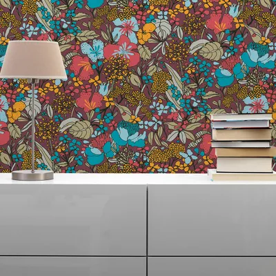 Produktbild von TADESSI Tapete Bäume Blätter Aleix M1-No.1455 Vliestapete Rot Blau Floral Wohnzimmer Schlafzimmer Küche