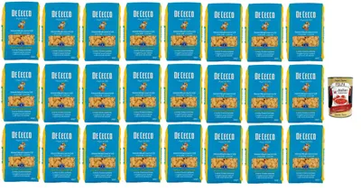 Produktbild von De Cecco Mezzi Ditali Lisci Nr. 158, Pasta 24 x 500 g, langsames Trocknen, hochwertiges Hartweizengrieß, 10 min kochen (al dente 8), ideal für Suppen & Minestrone + Italian Gourmet Polpa 400 g