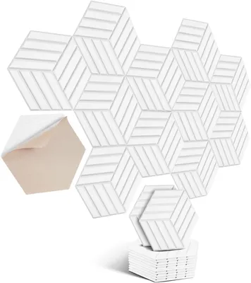 Produktbild von Akustikplatten selbstklebend, gestreift weiß, 30 x 26 cm, für Wand und Decke