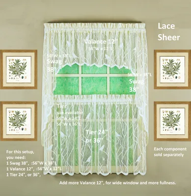 Produktbild von Today's Curtain, Songbird Halbdurchsichtige Spitzenebene, 61 cm, Elfenbein, 142,