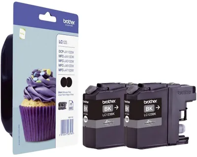 Immagine prodotto di Brother LC123BK - Confezione da 2 - Alta resa - Nero - Originale - Blister con allarme acustico/elettromagnetico