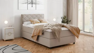 Produktbild von BOXSPRINGBETT Diamaro 120x200 cm mit Bettkasten und Topper - Dunkelbeige