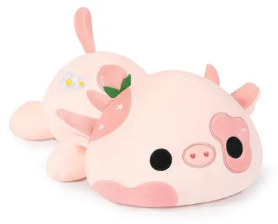 Immagine prodotto di Peluche a forma di mucca, morbido, kawaii, cuscino di peluche, giocattolo, mucca, cuscino per allattamento, rosa chiaro, 30 cm