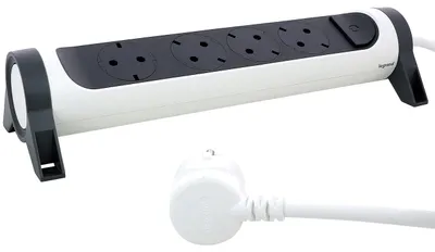 Image de Multiprise avec interrupteur legrand 694536/ 4 prises/ blanc et gris foncé