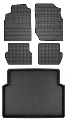 Productafbeelding van Rubberen automatten + kofferbakmat voor Nissan Almera N16 2000-2005 (hatchback) – 5-delig, zwart, op maat – Wielganizator SolidPRO