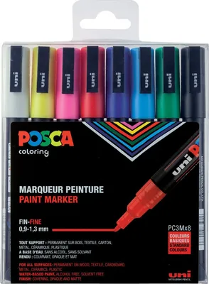 Immagine prodotto di uni-ball POSCA PC-3M Penna acrilica colori assortiti 0,9 - 1,3 mm, 8 pz.