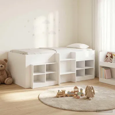 Zdjęcie produktu dla Maison Exclusive - Konstrukcja łóżka typu loft z szafą, 3 sztuki, biały materiał drewnopochodny