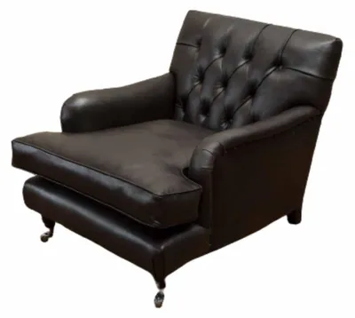 Zdjęcie produktu dla Designerski fotel 1 osobowy brązowy skórzany tekstylny luksusowa sofa Chesterfield nowy