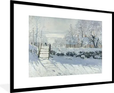 Produktbild von MuchoWow® Gerahmtes Poster Die Elster - Gemälde von Claude Monet 90x60 cm - Poster mit Schwarzem Bilderrahmen Wandposter Rahmen Foto Bilder - Wanddekoration - Fotos