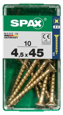 Produktbild von SPAX Universalschraube, 4,5 x 45 mm, 10 Stück, Vollgewinde, Senkkopf, Kreuzschlitz Z2, 4CUT, YELLOX - 4081020450451