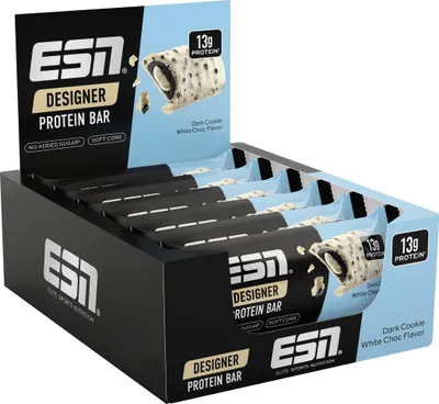 Produktbild von ESN Designer Protein Bar Dark Cookie White Choc 12x45g