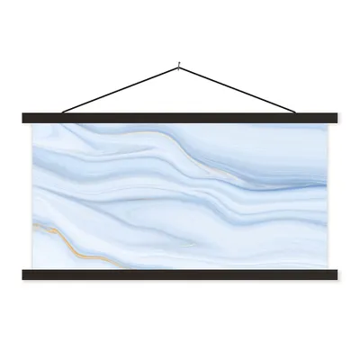 Produktbild von MuchoWow® Textilposter Marmor - Welle - Blau - Muster - Marmoroptik - Pastell 120x60 cm mit schwarzem Rahmen - Dekoration Schlafzimmer