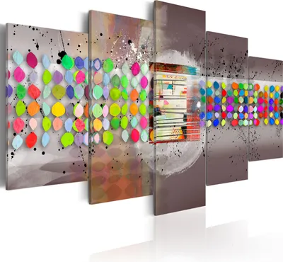 Produktbild von Leinwandbilder Abstrakt 200x100 cm Vlies Leinwandbild 5 tlg Kunstdruck modern Wandbilder XXL Wanddekoration Design Wand Bild - bunte Muster wie gemalt 0101-70