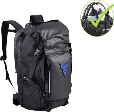 Productafbeelding van CarryQuest® - Rugzak voor motorfietsen, 48 liter, waterdicht, zwart/blauw