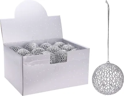 Productafbeelding van 5 stuks! Kerstbal met glitter 9 cm zilve Nampook