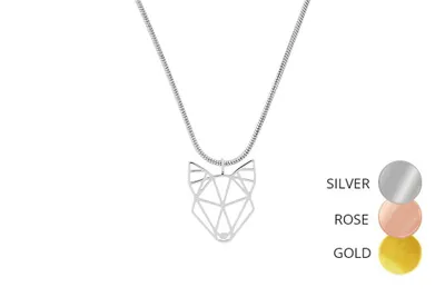 Image de BeWooden Pendentif Acier Loup Femme Argent