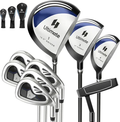 Immagine prodotto di Set completo di mazze da golf da uomo COSTWAY, set di mazze da golf da 9 pezzi per destrorsi con copertura antipioggia