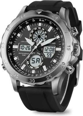 Produktbild von für Herren, wasserdicht, analog, digital, multifunktional, langlebig, Outdoor-Uhr mit LED-Hintergrundbeleuchtung, Alarm, Stoppuhr