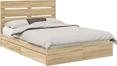 Produktbild von vidaXL Aufbewahrungsbett Sonoma-Eiche 140 x 200 cm Holzwerkstoff