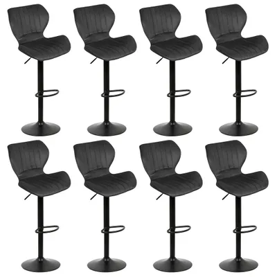 Produktbild von 8er Set Barhocker Samt Barstuhl Tresenhocker Küchenstühle Hocker Schwarz