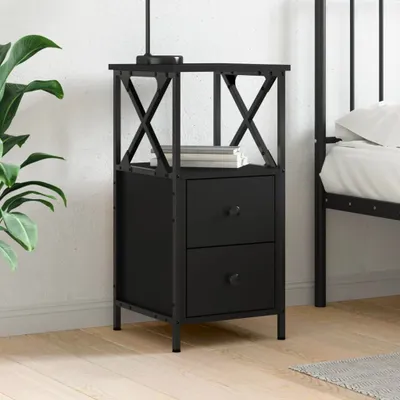 Image de vidaXL Table de nuit noire 34x35,5x70 cm Bois composite
