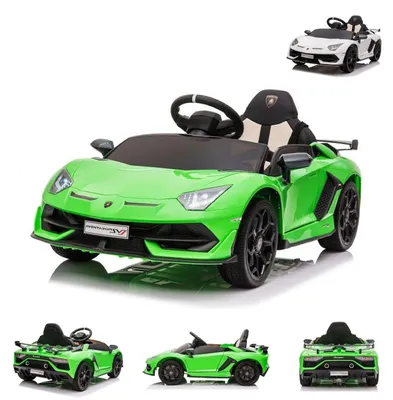 Produktbild von ES-Toys Kinder Elektroauto Lamborghini Aventador SVJ EVA-Reifen Sicherheitsgurt grün
