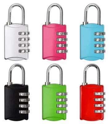 Productafbeelding van Hangslot met cijferslot, 4 cijfers, metaal, weerbestendig, 6 stuks, geschikt voor lockers, poorten, hekken