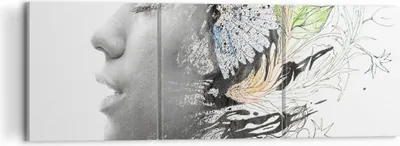 Produktbild von Bild auf Leinwand - Leinwandbild - Frau Abstraktion - 120x40cm - Wand Bild - Wanddeko - Wandbilder - Leinwanddruck - Bilder - Kunstdruck - Wanddekoration - Leinwand bilder - Wandkunst - CA120x40-3964