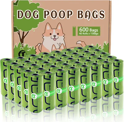 Productafbeelding van Hondenpoepzakken - 600 stuks (40 rollen van 15 zakken) - 31 x 22 cm - groen