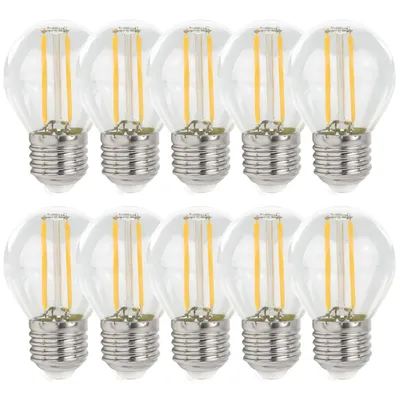 Produktbild von 10 x LED Filament Leuchtmittel Tropfen Kugel G45 1W E27 klar 100lm 827 warmweiß 2700K