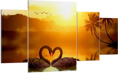 Produktbild von Bild auf Leinwand - Leinwandbild - Schwan Wasser Paar - 160x90cm - Wand Bild - Wanddeko - Leinwanddruck - Bilder - Kunstdruck - Wanddekoration - Leinwand bilder - Wandkunst - DL160x90-3855