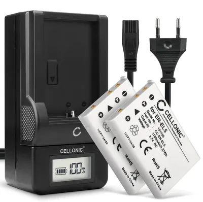 Image de CELLONIC 2x Batterie pour Appareil photo Compatible avec Nikon Coolpix 5200, Coolpix P510, Coolpix P500, EN-EL5 - (1180mAh , 3.7V) + Chargeur