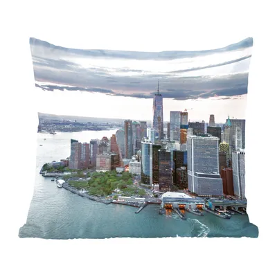 Produktbild von MuchoWow® Zierkissen Sofakissen Wohnzimmer Dekokissen 45x45 cm Luftaufnahme von New York - Schlafpolster - Polster für das Sofa