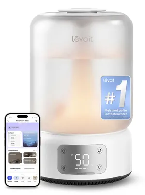 Produktbild von Levoit Smart Luftbefeuchter 6,2 L, Schlafzimmer & große Räume, Naturweiß