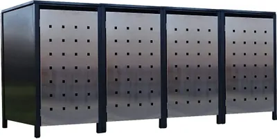 Produktbild von 4x Premium 240 Liter Tailor Mülltonnenboxen Stanzung 2 Anthrazit Tür-Edelstahl