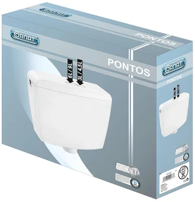 Produktbild von Cornat Spülkasten PONTOS 6/9 l - weiß - 2-Mengen-Spülung - 3-seitige Anschlussmöglichkeit - Verchromtes Eckventil und Kupferrohr / Stand WC /