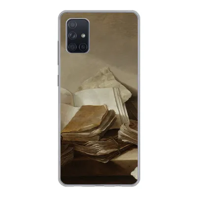 Produktbild von MuchoWow® Handyhülle Schutzhülle Hülle für Samsung Galaxy A71 Stilleben mit Büchern - Gemälde von Jan Davidsz. de Heem Silikon Softcase Handy Hülle - Kartenbesitzer