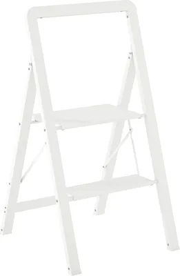 Zdjęcie produktu dla HOMCOM Drabina schodowa Drabina schodowa z 2 stopniami Antypoślizgowy składany stopień z uchwytem Udźwig do 150 kg Lekka drabina aluminiowa 41,5 x 49,7 x 82,6 cm Biały