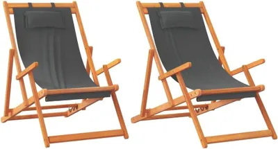 Produktbild von 2 klappbare Strandstühle aus grauem Stoff, 13kg