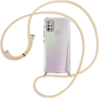 Produktbild von Handykette Backcover-Schutzhülle mit Band (Metall silberfarben) für Motorola Moto G10 (Power), G20, G30 - Goldkordel