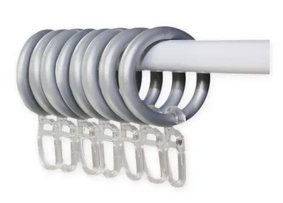 Produktbild von Gardinenringe Ösen mit Faltenleghaken grau chrom matt 10 Stück 16 mm